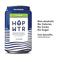 Vista 2 de HOP WTR Agua de lúpulo con gas, paquete de 6 unidades, lima, sin azúcar, bebidas sin alcohol bajas en carbohidratos, cerveza NA, bebida adaptógena