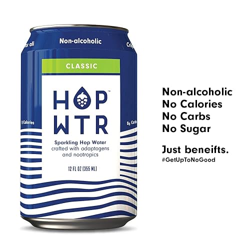 Miniatura 2 de HOP WTR Agua de lúpulo con gas, paquete de 6 unidades, lima, sin azúcar, bebidas sin alcohol bajas en carbohidratos, cerveza NA, bebida adaptógena,