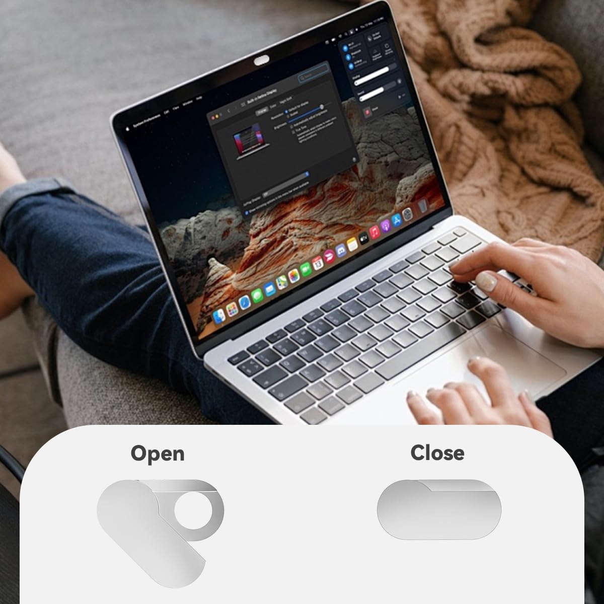 CloudValley Webcam Cover Rotante per MacBook Air, 0.4mm Ultra Sottile Metallo per MacBook Pro, Laptop, iMac, iPad, PC, iPhone, Fotocamera Accessories Webcam Cover [2 Pezzi] Argento