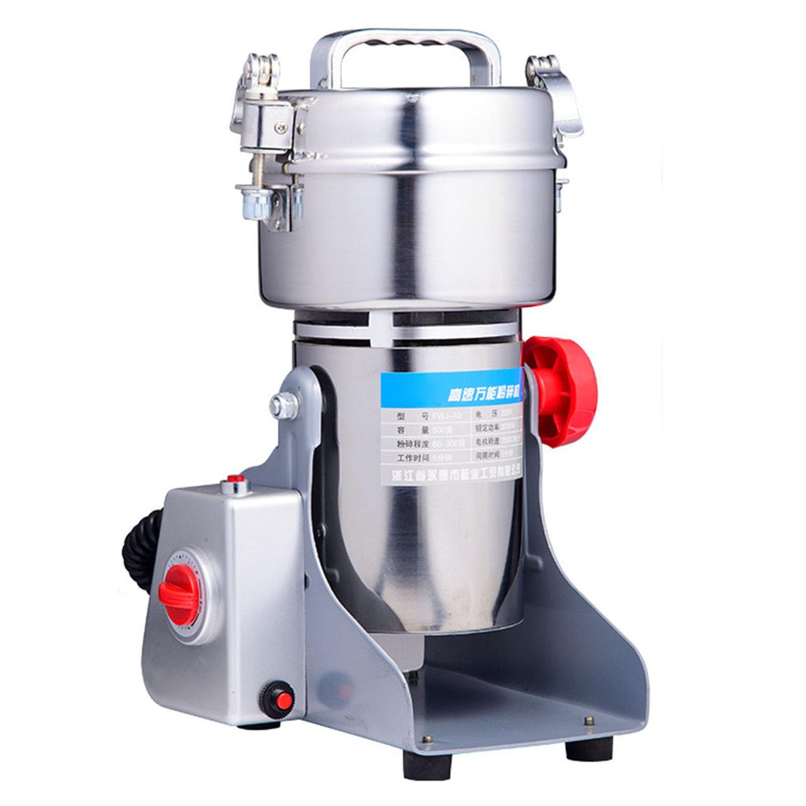 800G Molino Granos Eléctrico Tipo Oscilante Acero Inox Molienda Cíclica Alta Velocidad Pulverizador Temporizador Prot Sobrecarga para Cocina Hogar Farmacia Medicina Laboratorio Hierba Aromática