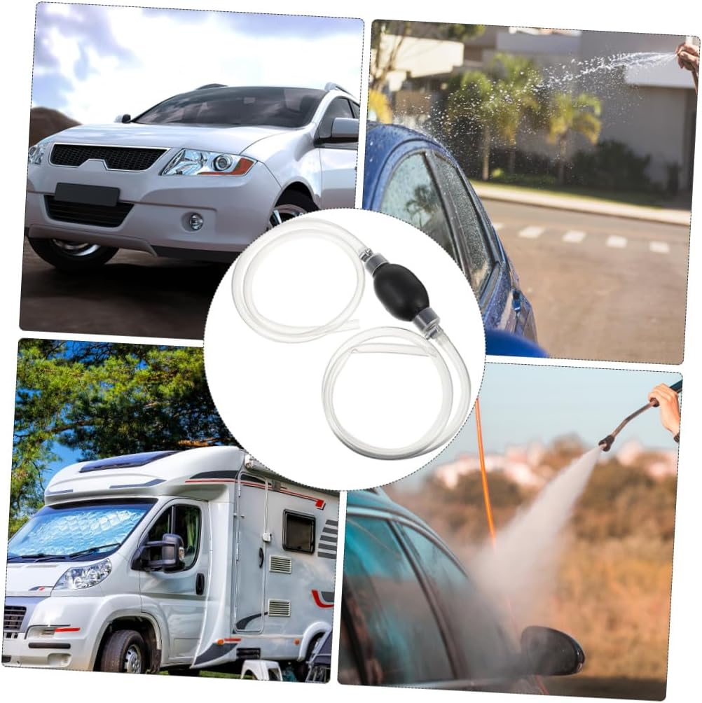 Manual Fuel Transfer Siphon Pump with Hose, Hand Pump Portable Gasoline Oil Transfer Tool for Cars and Garage Use