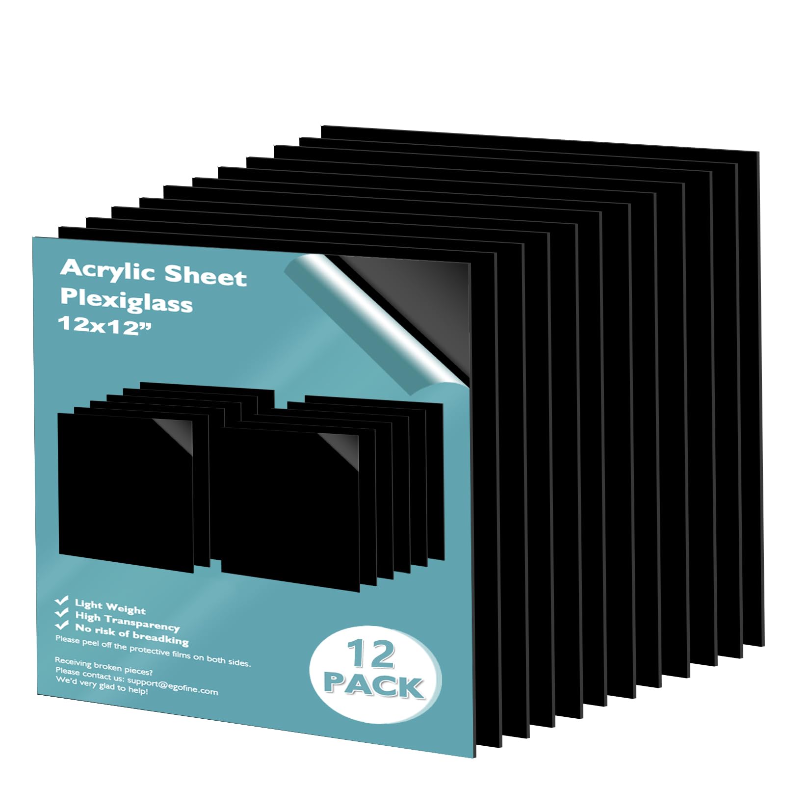 Black Plexiglass Sheets - 12 Pack for DIY Projects -27