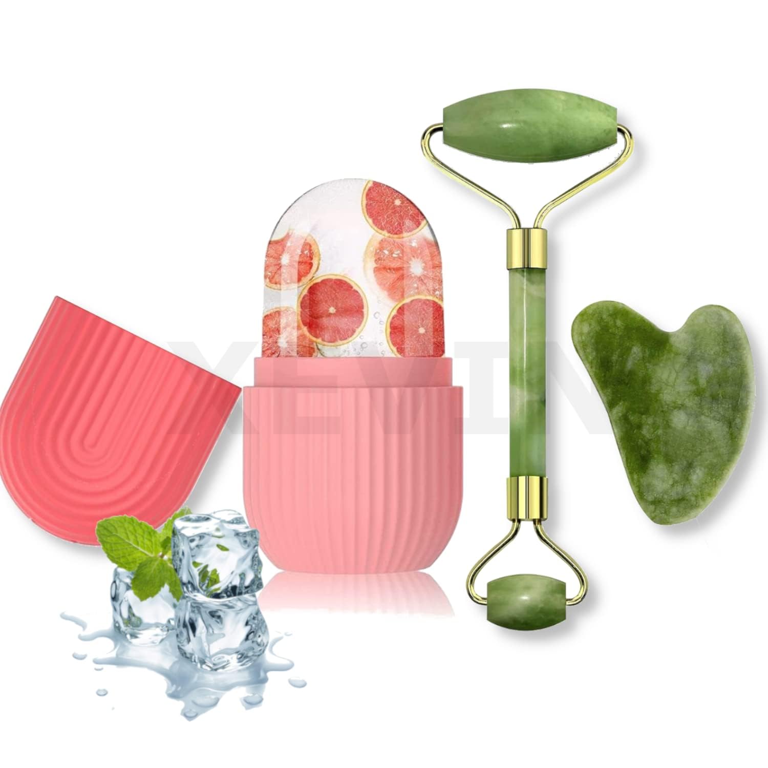 AUZENO® Skin Tightening Facial Massager Kit for Men and Women Face Stone Roller with Gua Sha Jade Stone, Ice Roller Set Facial Combo (Ice Roller And Facial Roller) (B08WJD8FV8) Amazon Price History, Amazon Price Tracker