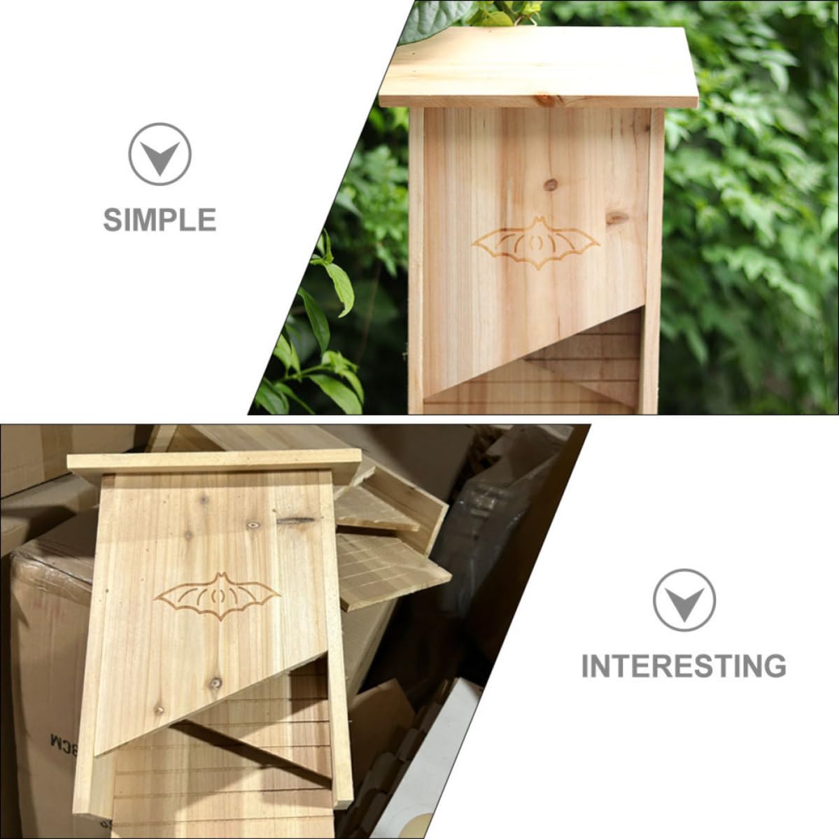 Operitacx Casetta per Pipistrelli Fatta a Mano da Esterno in Legno Beige