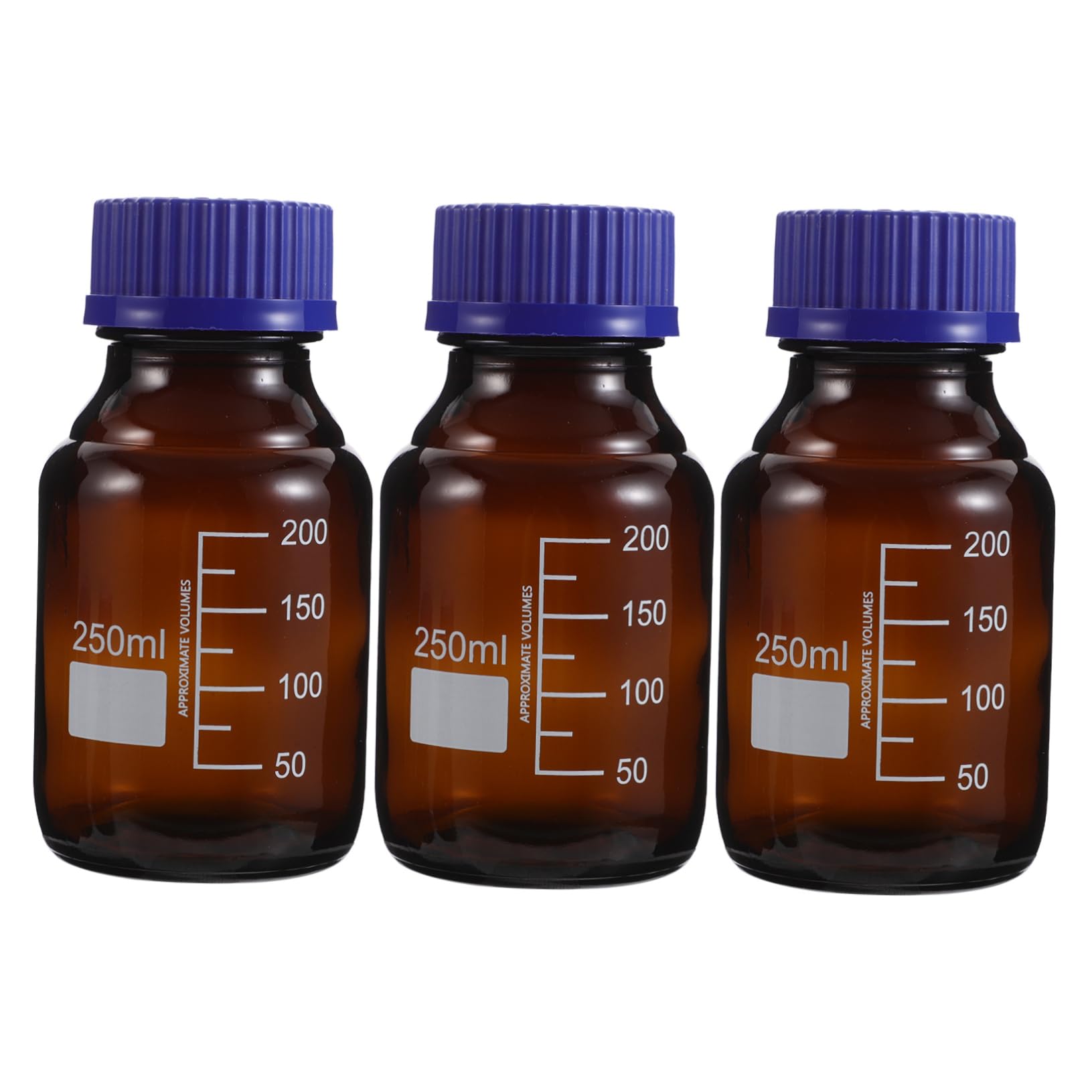 Botellas de Reactivos de Laboratorio de Vidrio Graduadas 250ml, 3 Piezas