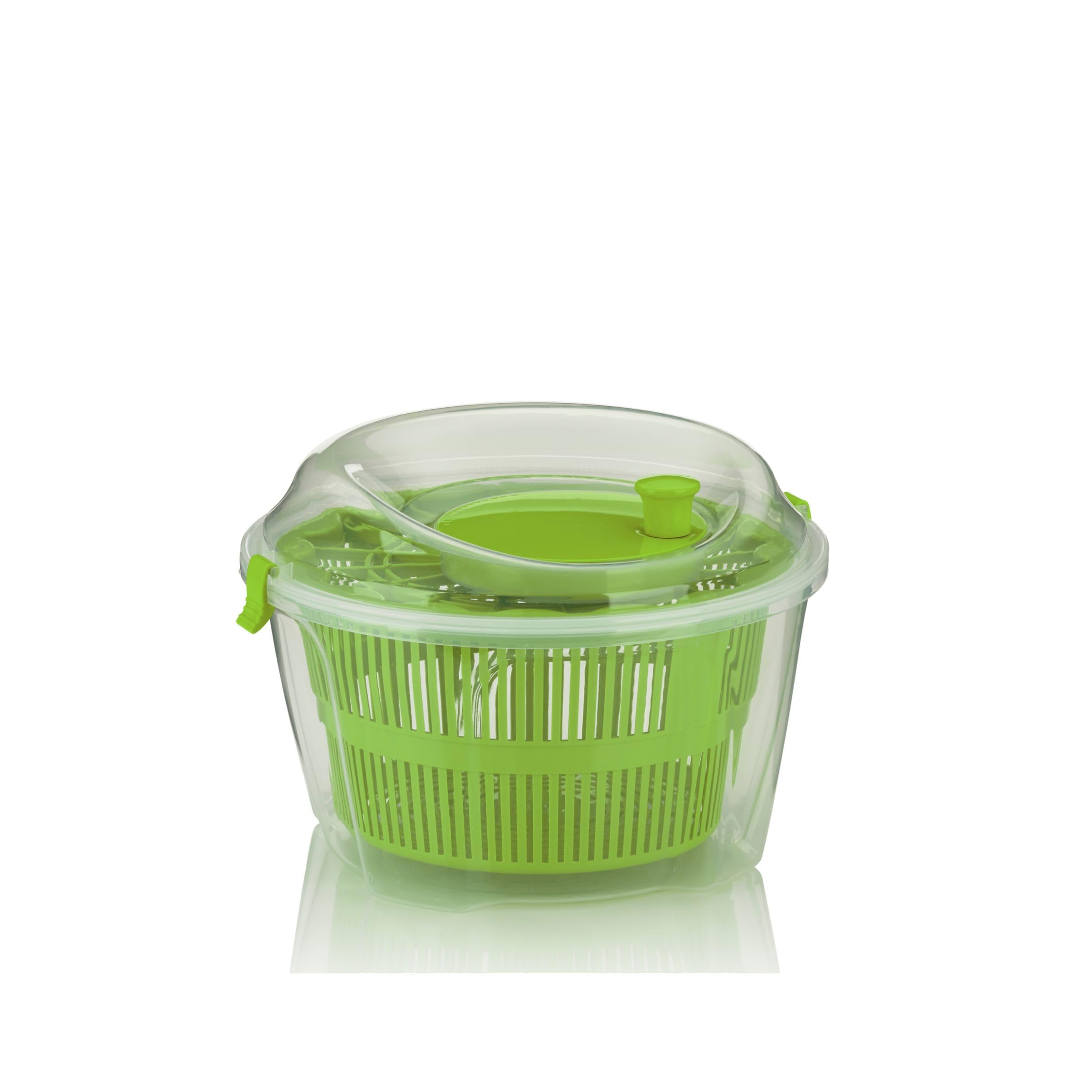 kela salad spinner with lid 24.5cm, left and right turning, salad spinner, plastic sieve for salad spinners or colanders for vegetables, fruit, penne, MAILIN, green