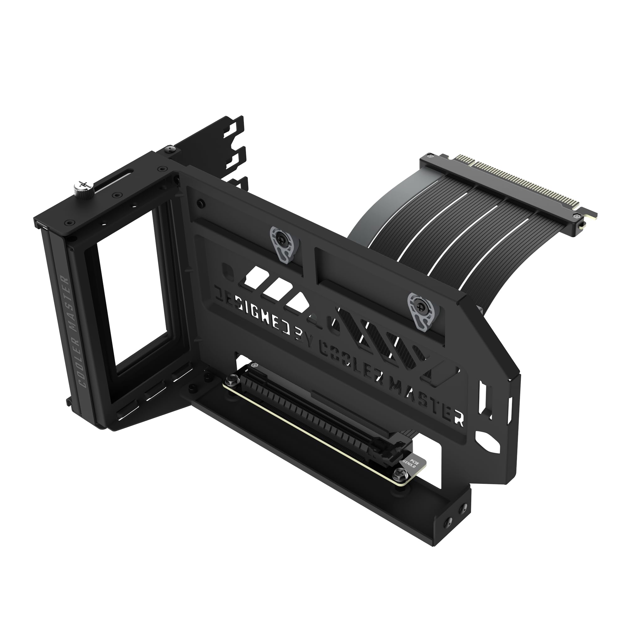 Cooler Master Porta schede GPU verticale Gen5 con cavo riser PCIe 5.0 x16, supporto per scheda grafica regolabile per custodie E-ATX, ATX e Micro-ATX, supporta GPU a triplo slot, nero