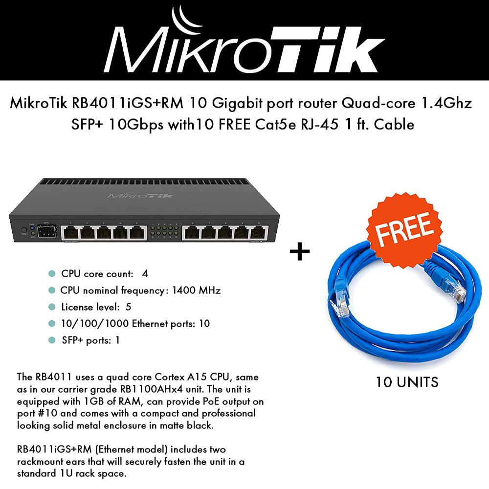 ルーター・ネットワーク機器 Mikrotik Routerboard RB4011 Amazon.com: MikroTik RB4011 Ethernet 10-Port Gigabit Router