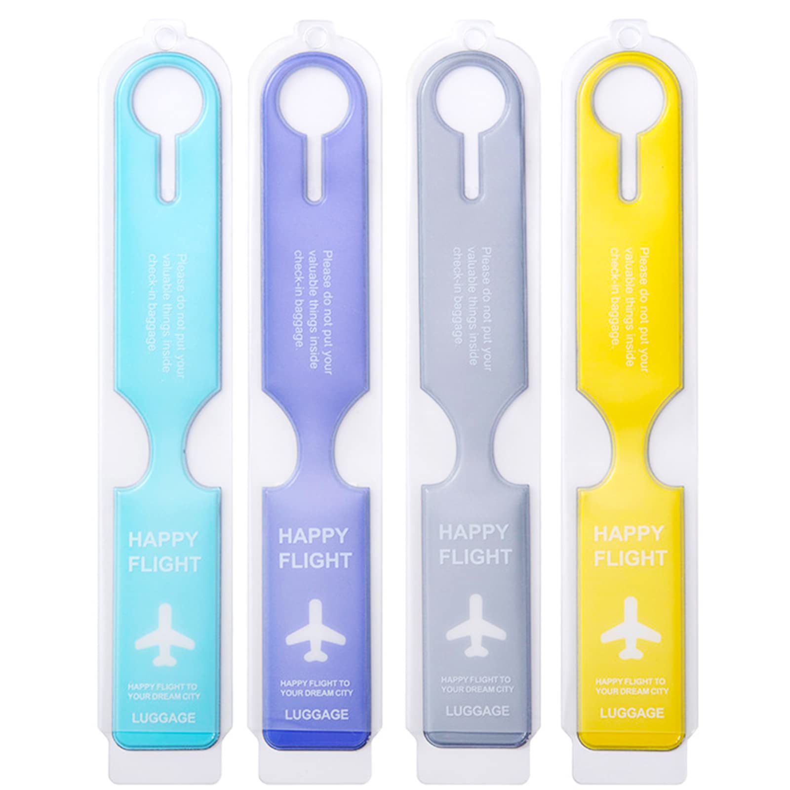 Luggage Tags 4 Pcs Travel Airplane Suitcase Bag Baggage Tag Luggage Anti-lost Identity Name ID Label Travel Accessories PVC Waterproof Tags Multicolor Suitcase Labels