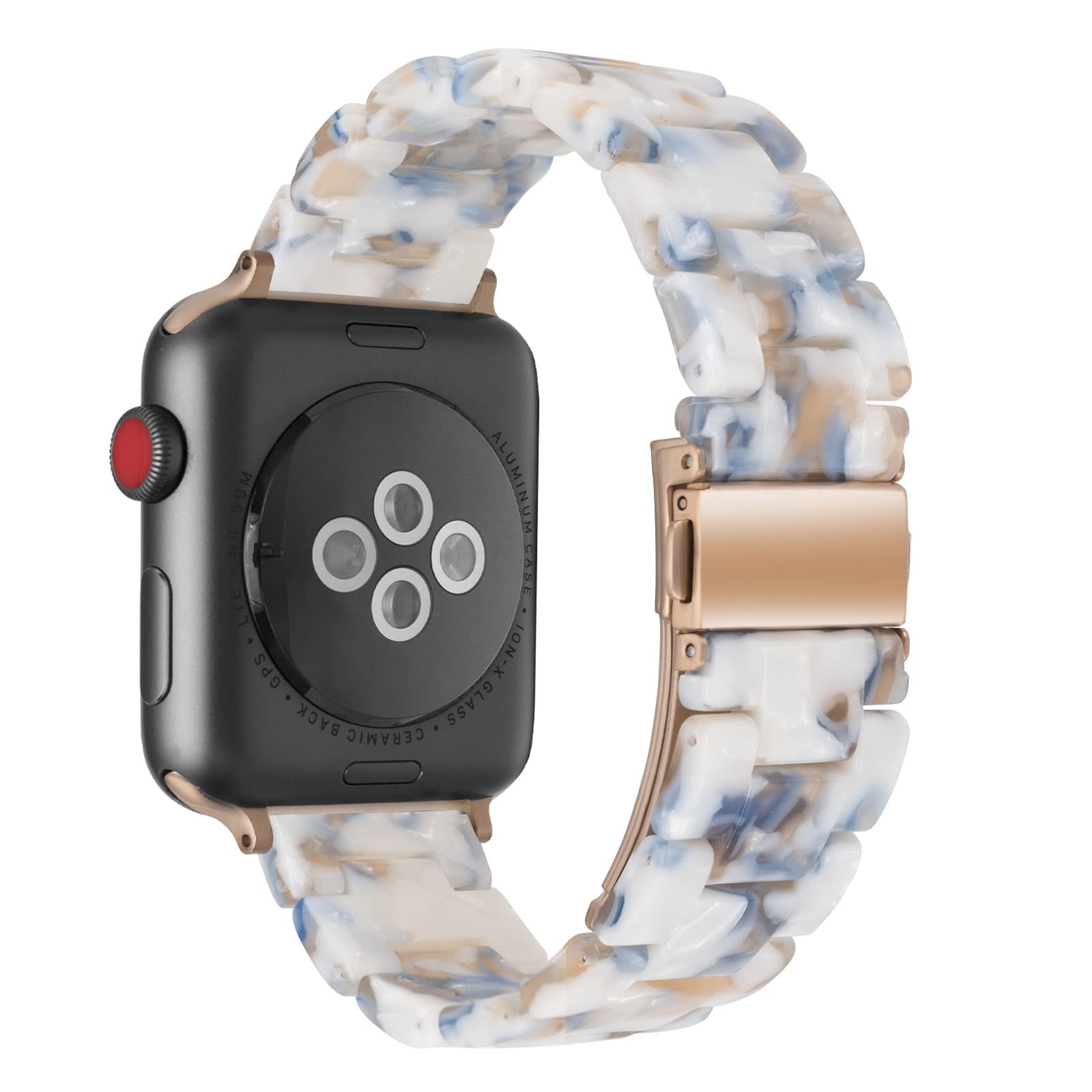 SEURE Compatible con correa Apple Watch 38 mm 40 mm 41 mm 42 mm 44 mm 45 mm, mujeres hombres Watch Pulsera colorida de resina de repuesto con hebilla de acero inoxidable para Serie SE/8/7/6/5/4/3/2/1 — view 3