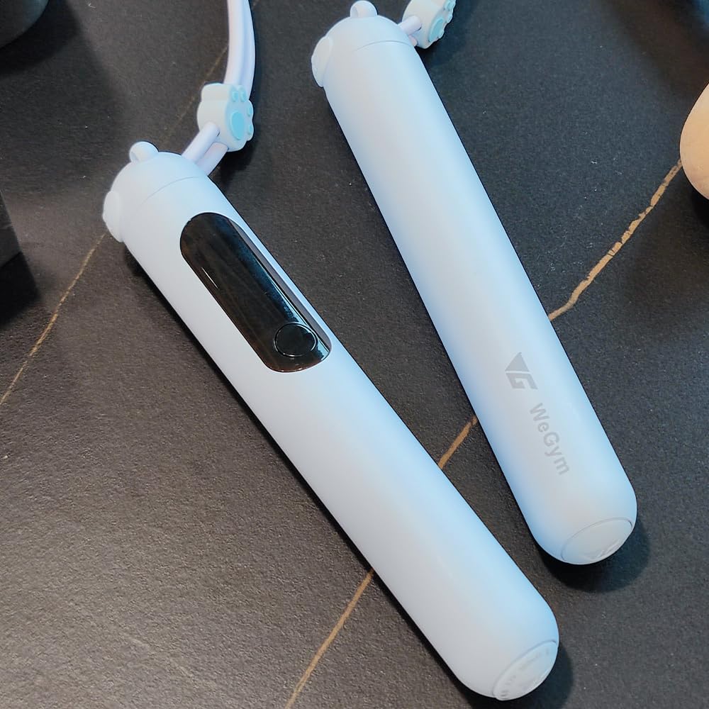 WeGym Smart Jump Rope for Men and Women, Adjustable Jump Rope for Indoor and Outdoor Workout APP Data Analysis LED Display Screen Rechargeable Skipping Rope Fitness Gift for Adults or Kids,blue