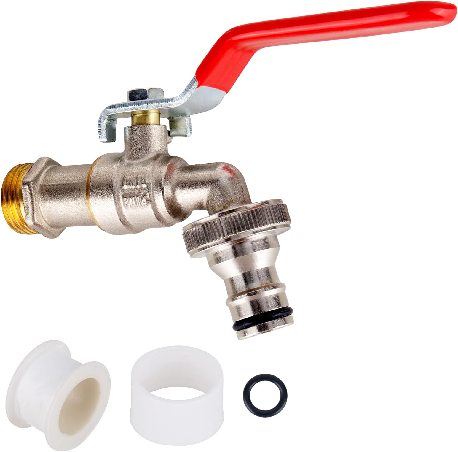 Bibcock Output Garden Tap 1/2 inch Brass Water Faucet Rust and Frost Proof Outdoor Water Faucet for Garden with 2 * Free Hose Connectors, 1x Roll Sealing Tape