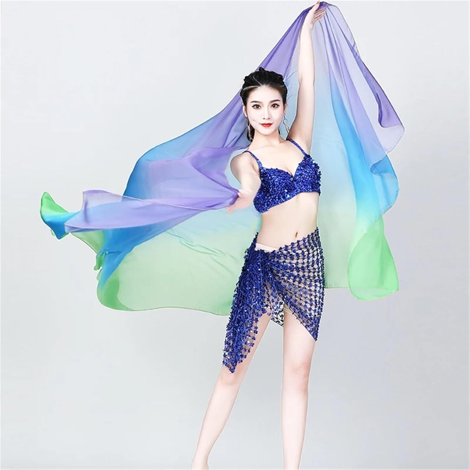 SSDDLZEQ Stage performance version Women’s Belly Dance Silk Veils, Hand-toss Scarves And Shawls, 220/250 Cm(3,2.2m)