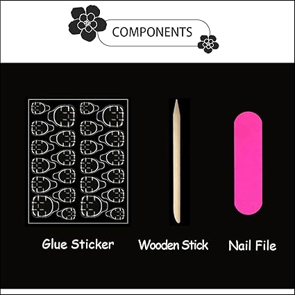 Press On Nails - Almond Fake Nails - French Tip False Nails Press ons - Medium Glue on Nails with Chrome Design - for Women Stick on Nail 24Pcs — image 5 of 6
