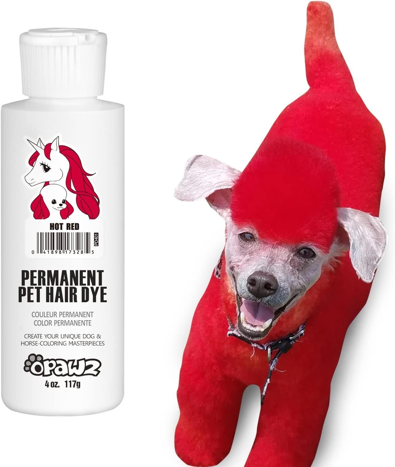 Permanent Dog Hair Dye, Pet Hair Dye Safely Used by Grooming Salons for a Decade, Pet Safe Dye Lasts Over 20 Washes, Bright Color for Dogs and Horses (Hot Red)
