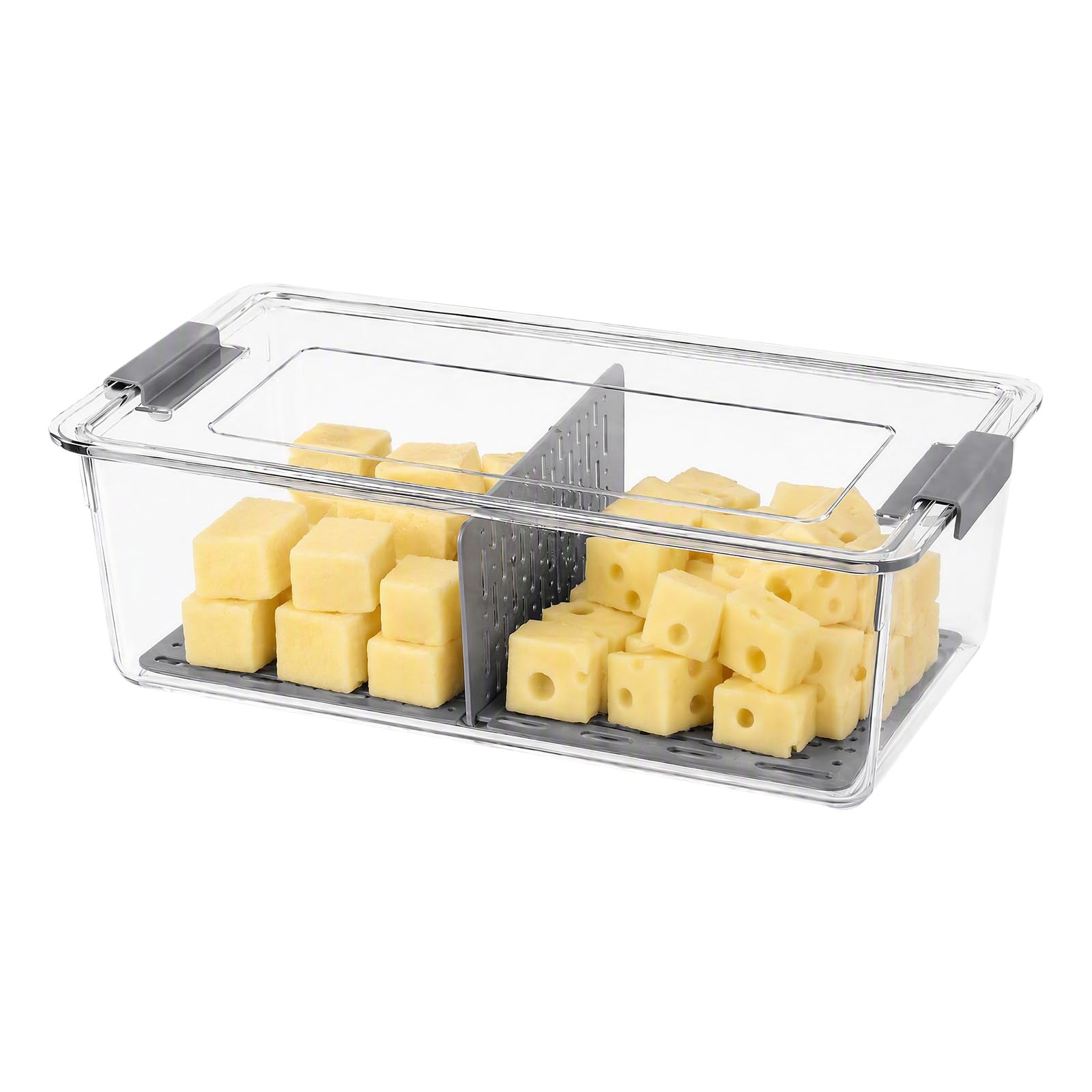 Sunhoray Clear Cheese Containers, 3.7L Cheese Container With Lid Fridge Organisers