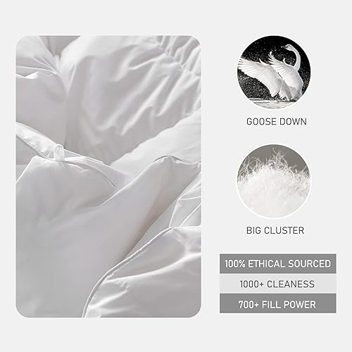 Miniatura 9 de DWR Edredón de plumas plisadas tamaño Queen  Matrimonial, funda de mezcla de algodón ultrasuave, relleno de edredón esponjoso de lujo con 8 pestañas