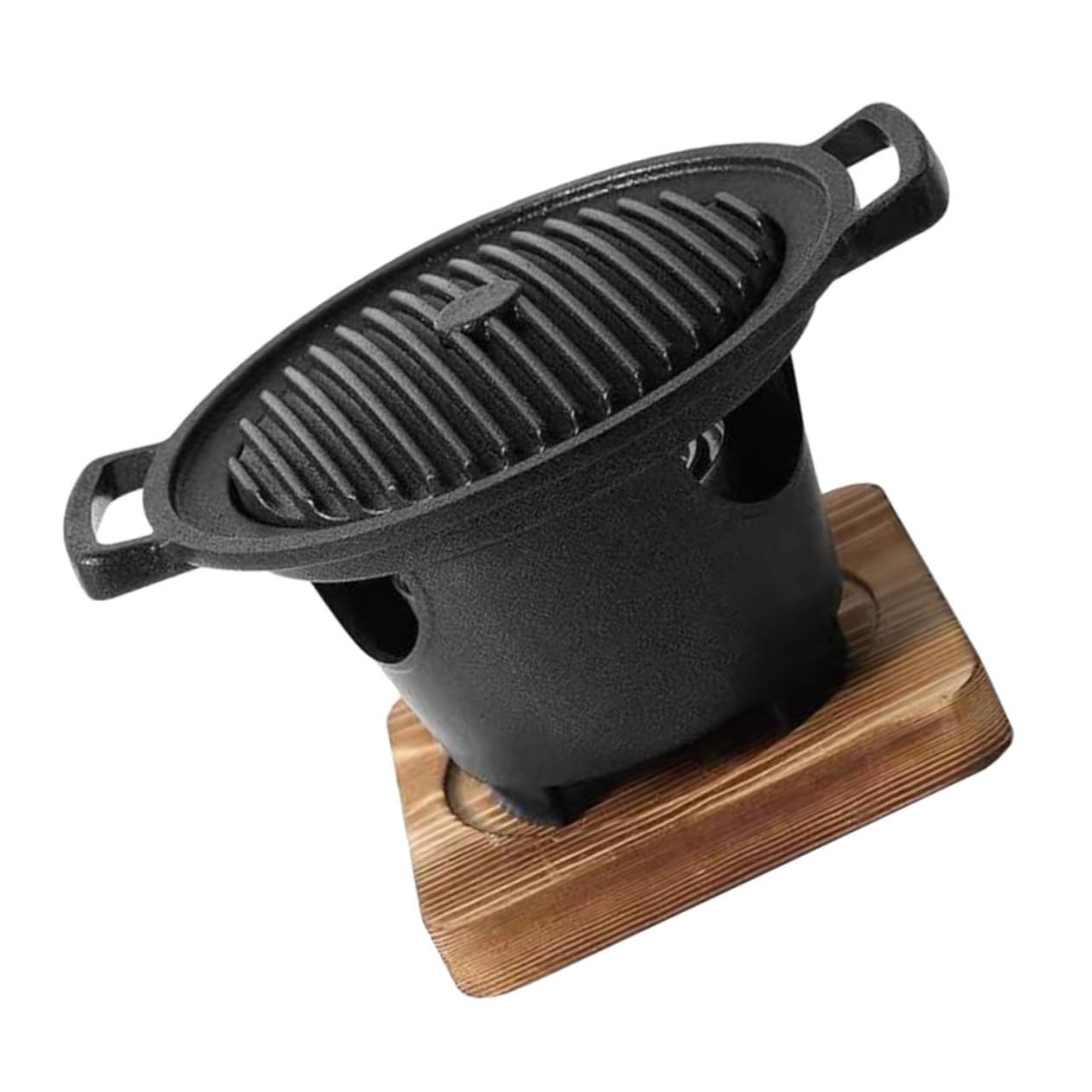 ORFOFE Barbecue da Tavolo senza Fumo Piccolo Facile da Usare in Alluminio e Legno per Casa, Adatto a Mais e Manzo con Rete per Barbecue