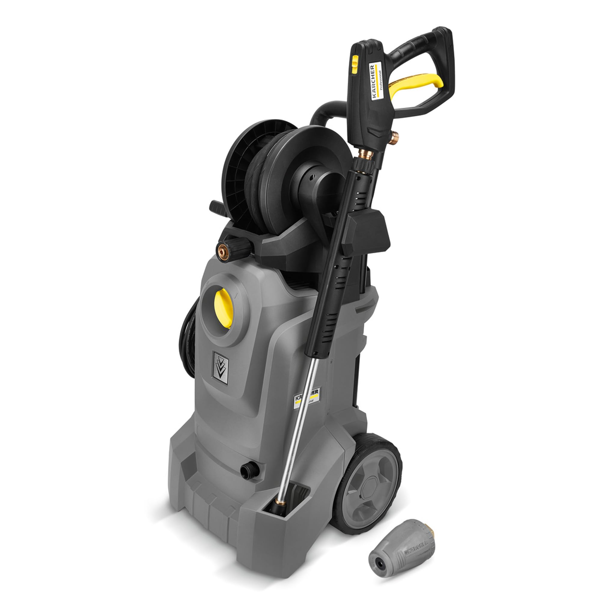 KÄRCHER idropulitrice professionale ad acqua fredda HD 4/10 X Plus Classic con avvogitubo integrato, pressione di lavoro 100 bar, portata 400 l/h, tubo 8 m, pistola ad alta pressione, ugello rotante