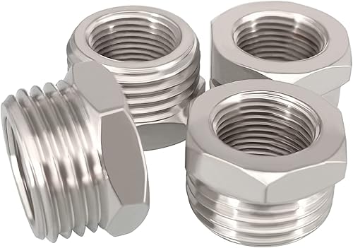 Fitvell Adaptador reductor de cobre niquelado G 12 macho a 38 hembra manguera de compresión adaptador de línea de suministro de agua para cocina, Fitvell Adaptador reductor de cobre niquelado G 12 macho a 38 hembra manguera de compresión adaptador de línea de suministro de agua para cocina,