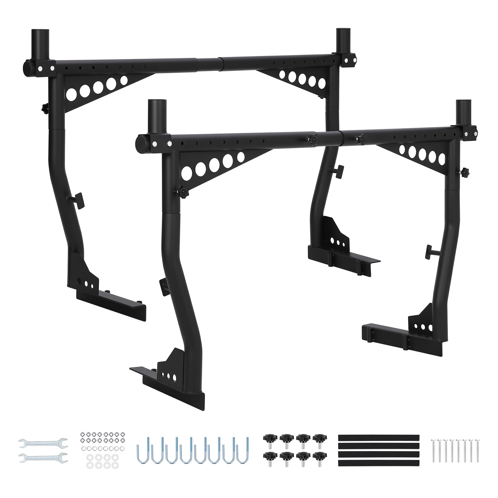 Universeller, ausziehbarer LKW-Leiterträger, 132–208 cm verstellbar, LKW-Träger Truck Rack,454kg Tragkraft,bohrfreier,robuster Pickup-Träger für Kajaks, Holz, Leitern, Surfbretter und Dachgepäck