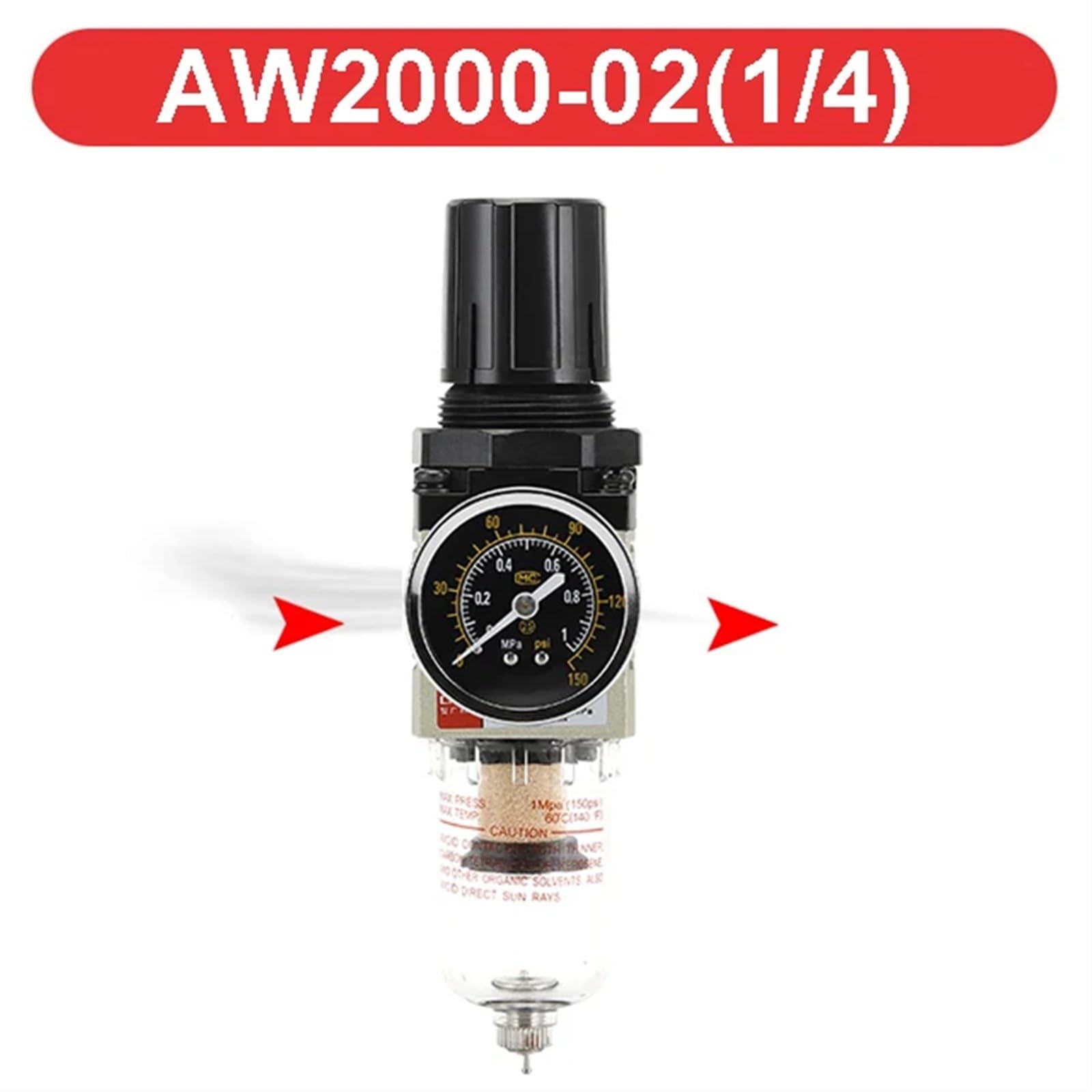 Regolatore Pneumatico AW2000-02 &ndash; Filtro Aria Con Separatore Acqua/olio Per Compressori