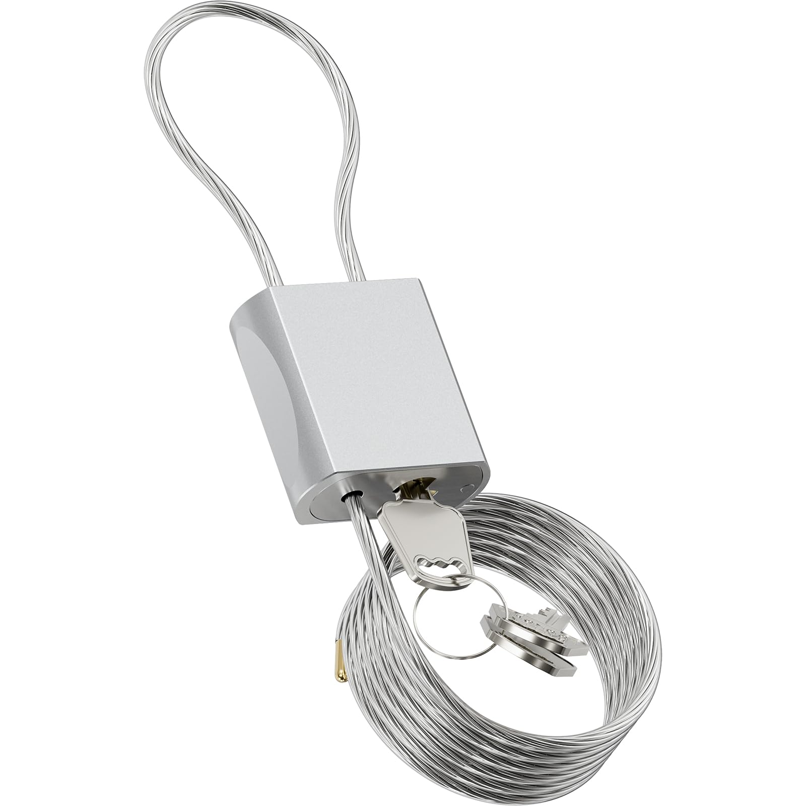 Cable Padlock Free Adjustable Lock 3 Keys, 6.56ft/2m Silver