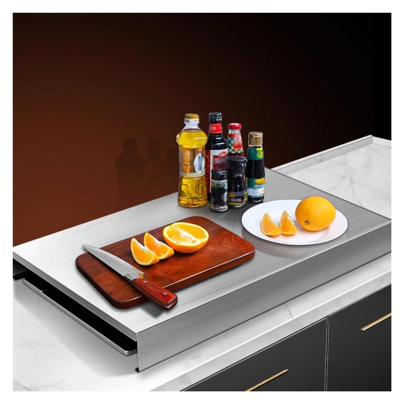 Housse de cuisinière à gaz en acier inoxydable argent 68x48x7cm pour cuisine