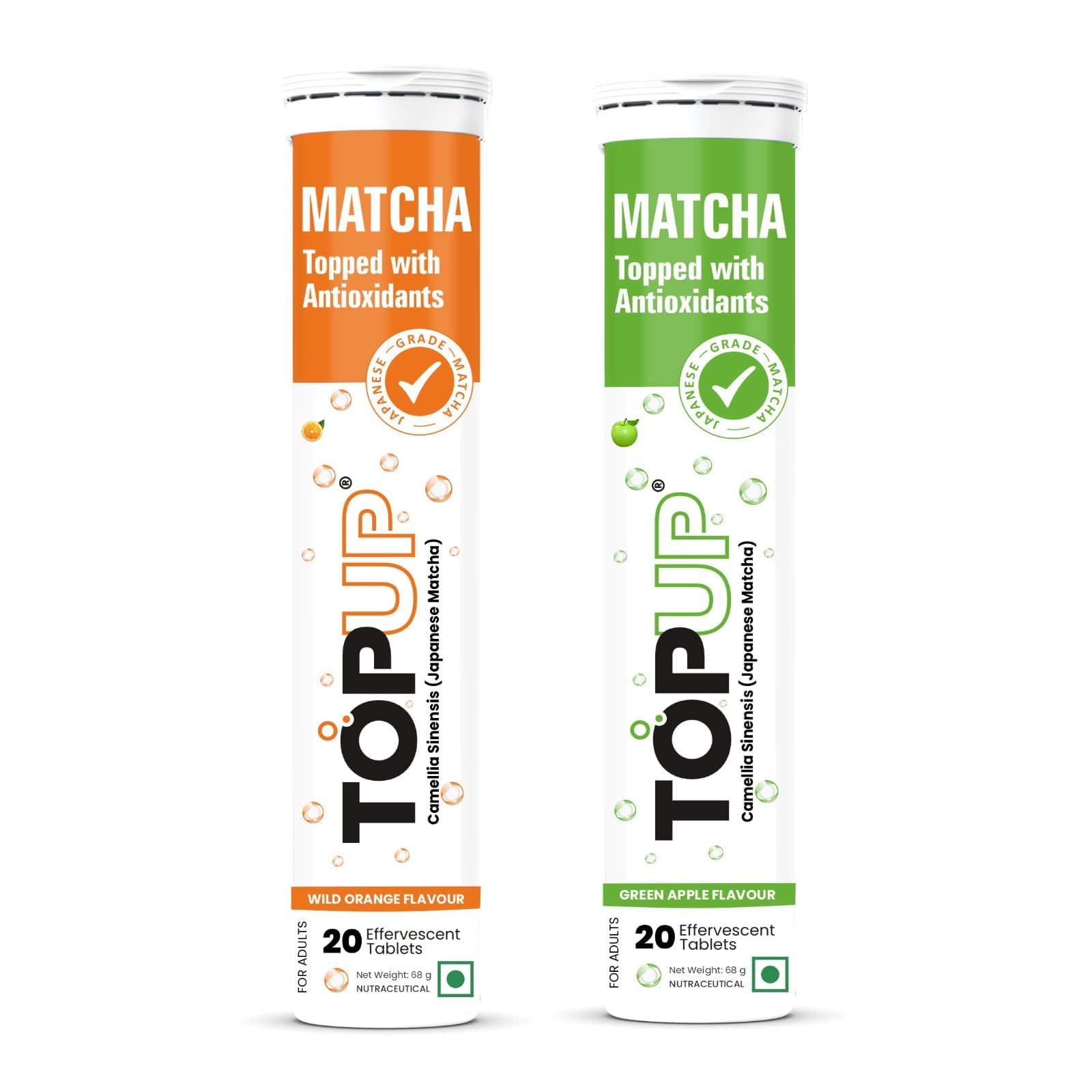 TopUp Organic Japanese Matcha Green Tea Effervescent Tablets | Combo Pack of 2 (40 Tablets) | Wild Orange & Green Apple Flavour | Supports Energy & Focus, Helps Detox & Clear Skin |-image-23