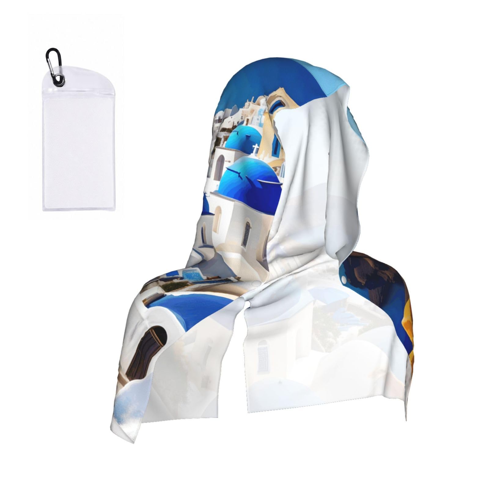 ZYJHYY Santorini Greek Island Sea View Print Unisex Swimming Towel Practical Camping Towel Skin-Friendly Cooling Towel For Workout Training