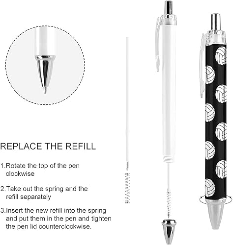 Miniatura 4 de Pelotas de voleibol en blanco y negro retráctil, bolígrafo de tinta azul, bolígrafo de trabajo para hombres y mujeres, 1 unidad