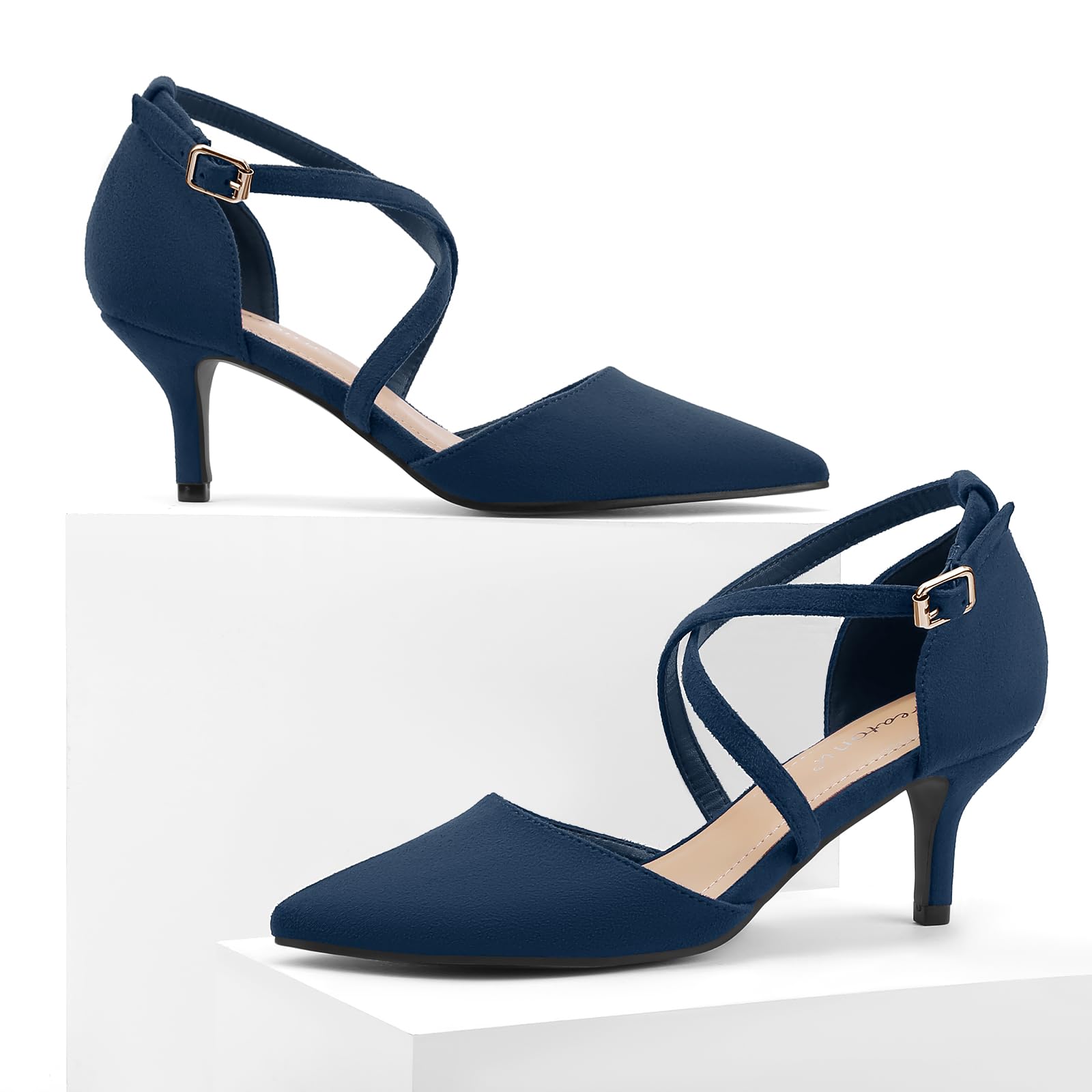 Greatonu Sandali con Tacco Gattino Punta Chiusa Scarpe da Festa Donna