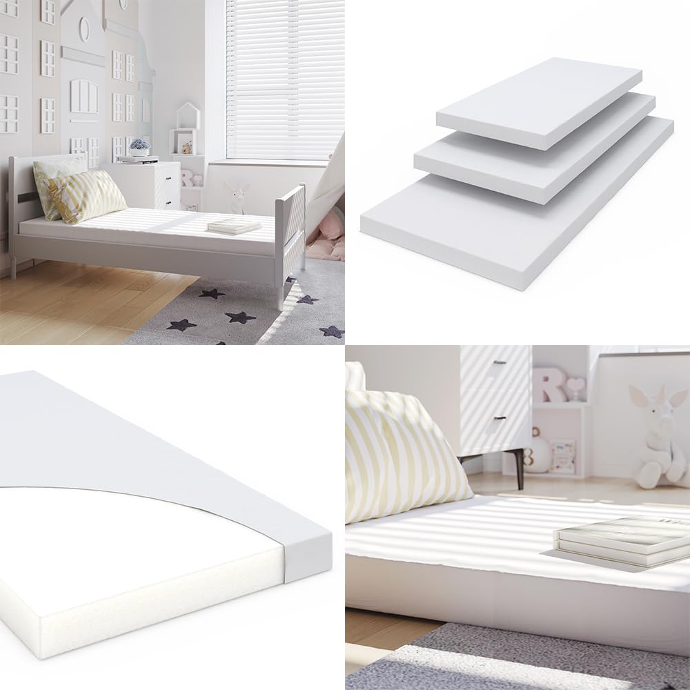 VitaliSpa Matelas pour Enfants, Blanc, 140x70cm, avec Housse Respirante et système de Housse Amovible