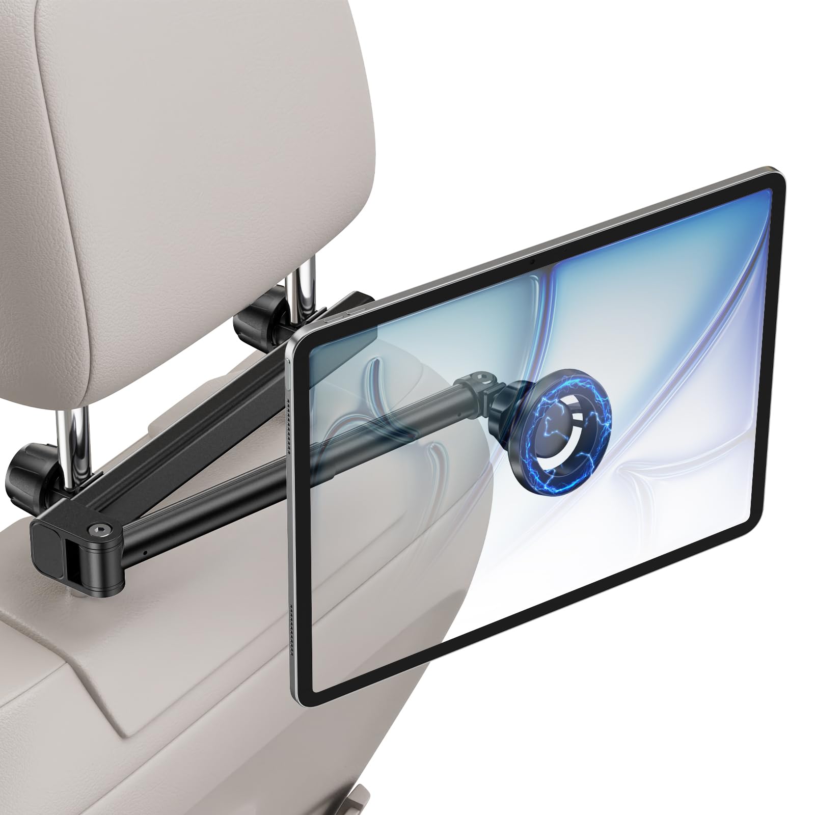 JDHDL for Magsafe Car Headrest Tablet Holder for iPad Holder Car Mount 6 lb Strong Magnetic Force Adjustable