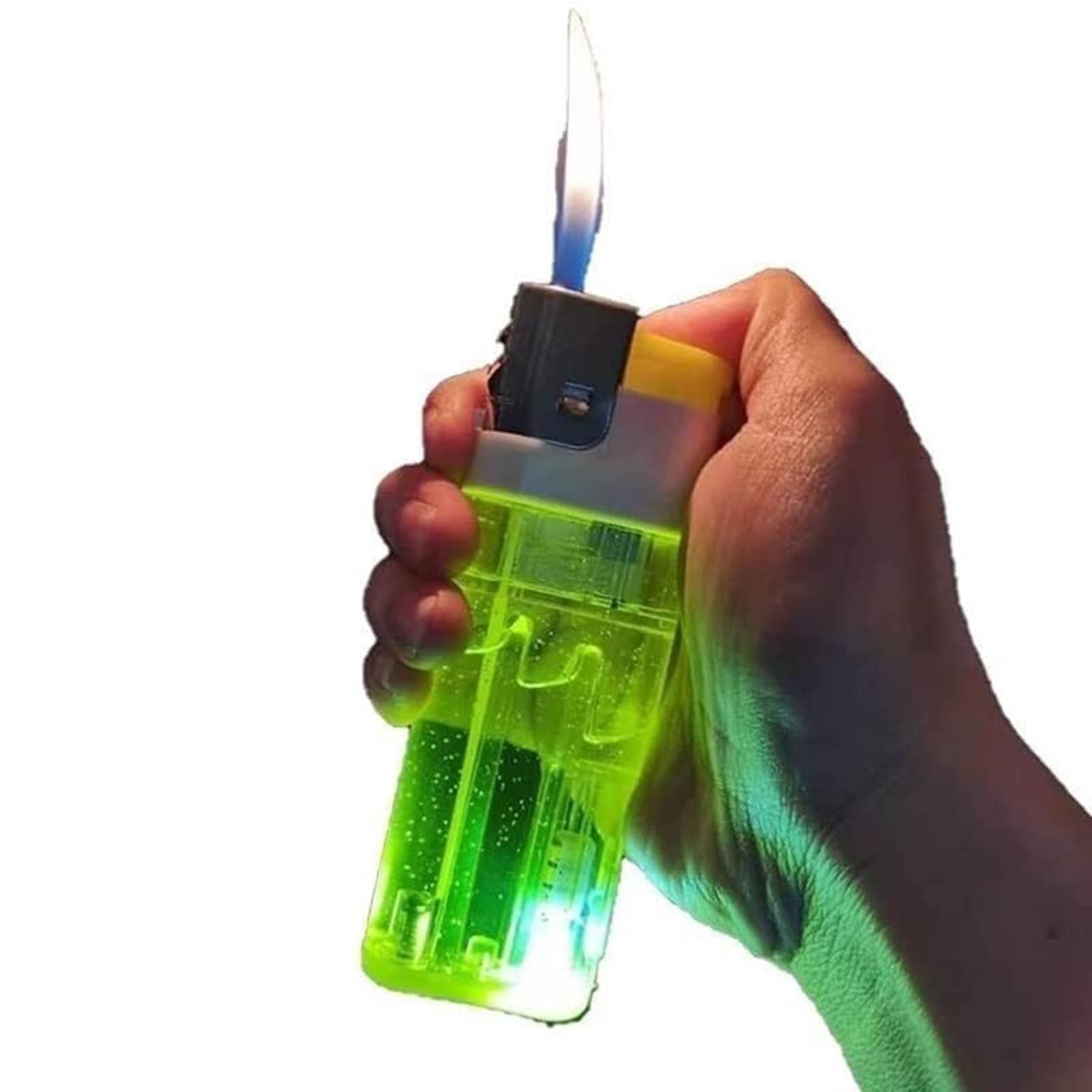 Jumbo Clear Lighting Lighter, Soft Flame, Refillable Butane, Visible Gas Tank Window, Large Capacity Butane Soft Flame Lighter for Cigarettes & Collection Gifts(Yellow)