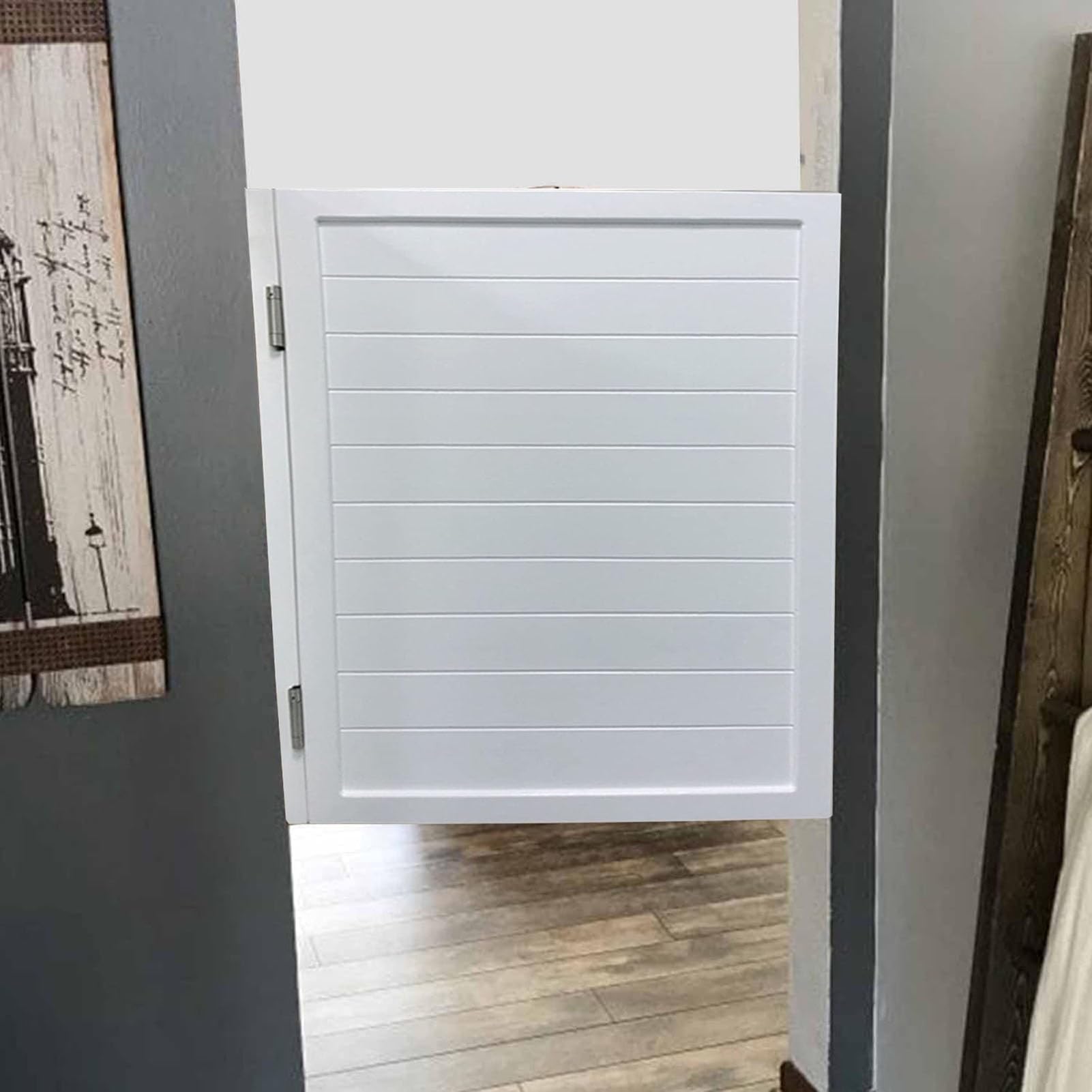 Porte battante intérieure à panneau unique en bois noble avec charnières