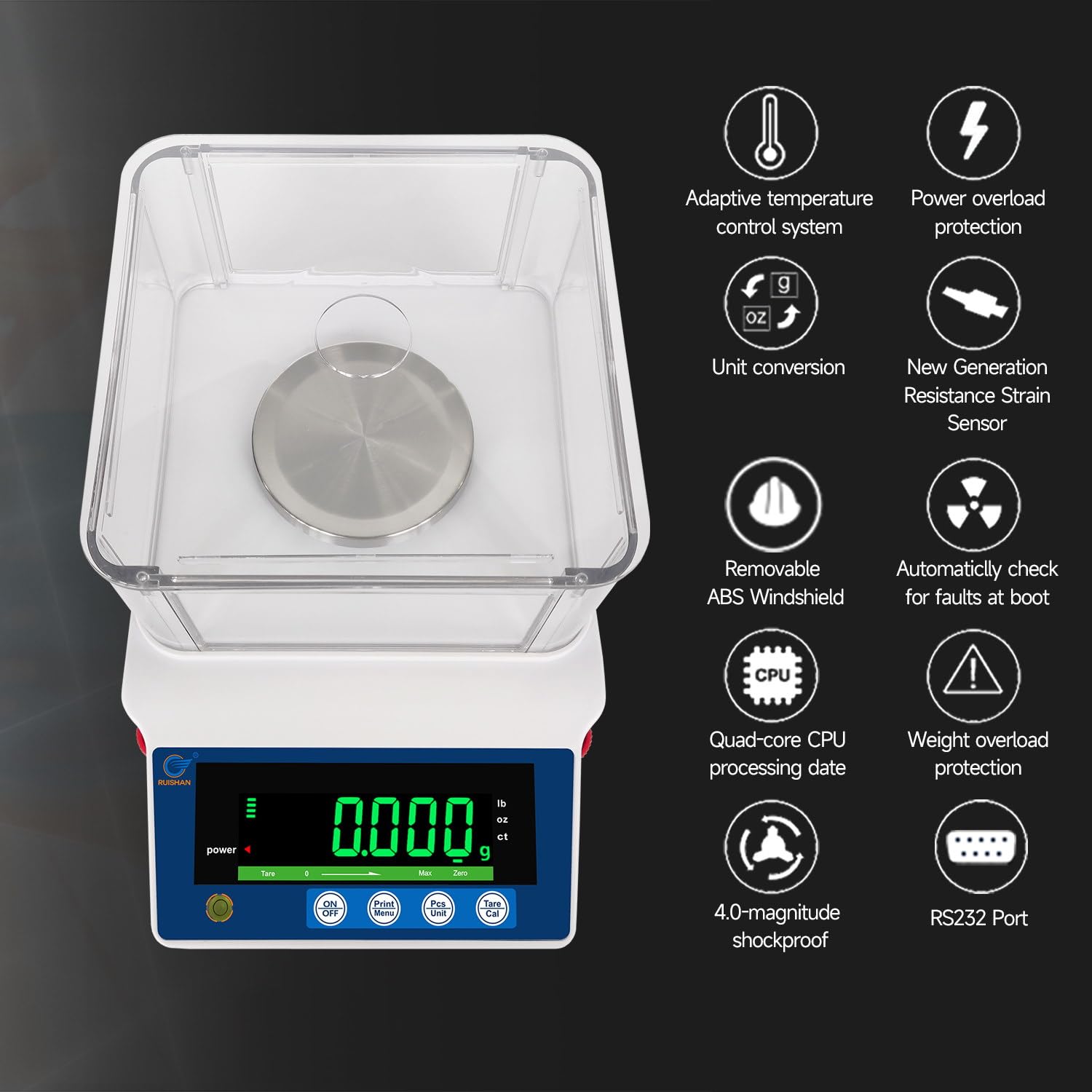 Balanza analítica de laboratorio de 500 g x 0,001 g, báscula de laboratorio científico precisa, báscula electrónica de laboratorio científico de 1 mg Gn Ct, báscula digital de pesaje de