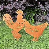 Lin's Wood 3 Pieces Metal Chicken Garden Metal Stakes, Hollow Garden Animal Ornament, Outdoor Decorative Stake Accessories And Lawn Ornaments - Ornamental Gardening Stakes For Decoration. - Image 5