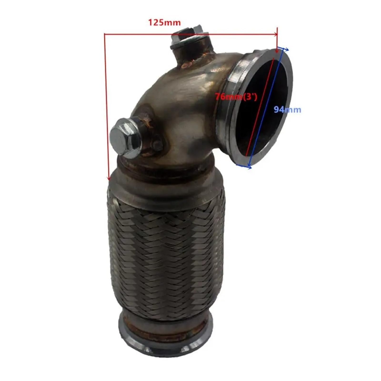 Tubo Scarico Punta Silenziatore SCARICO A GOMITO A 90 GRADI IN ACCIAIO INOSSIDABILE CON FASCIA A V DA 3" Per Downpipe T3/T4 T04E Basso