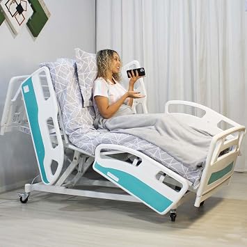 Cama Hospitalar Motorizada Elétrica Luxo 12 Movimentos com Colchão D33 Impermeável
