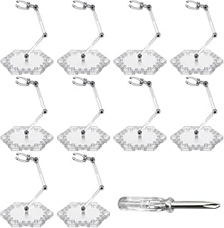 SWEWARM Action Figure Stand, 10 Pcs Clear PVC Plastic Doll Model Stand with Screwdriver, Assembly Action Figure Support Display Stand Compatible with HG 1/144 Robot Toys