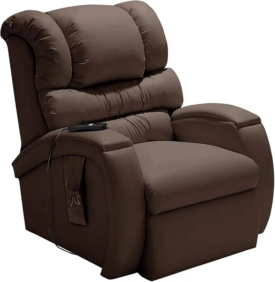Poltrona Imperial Lift Motorizada Reclinável com Função de Elevação para Idosos e Pós-Cirurgia Revestida em Corano Macio Cor Marrom 310