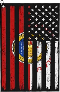 QIZYOQA US and Flag of Santa Clara, California Golf Towel 24" X 16" Microfiber Waffle Pattern Golf Accessories for Golf Bag with Carabiner Clip