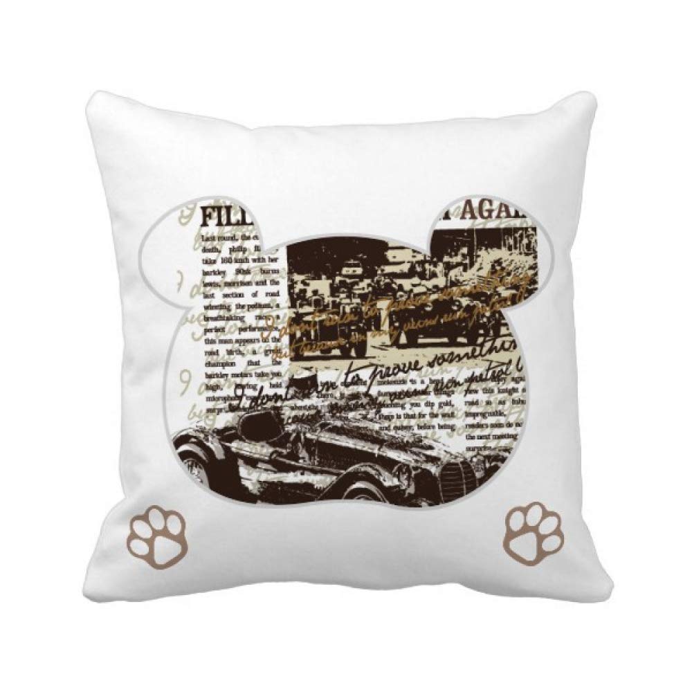 Housse de coussin Classic Cars salon style rétro avec motif journal ancien