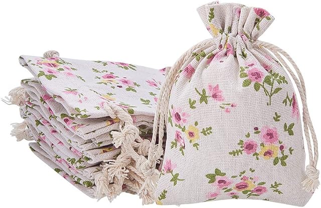 MAX COOK 25 Pcs Linen Drawstring Bags Retro Party Bags Jute Cotton and Linen Drawstring Bags Used for Handicrafts and Wedding Decorations