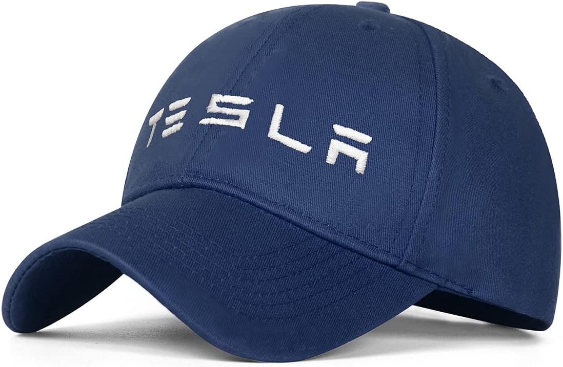 WANIBDHAT Tesla Logo Racing Apparel Baseball Cap Unisex Adjustable Travel Racing Motor Hat for Men and Women (Black +White with Letter) : Automotive