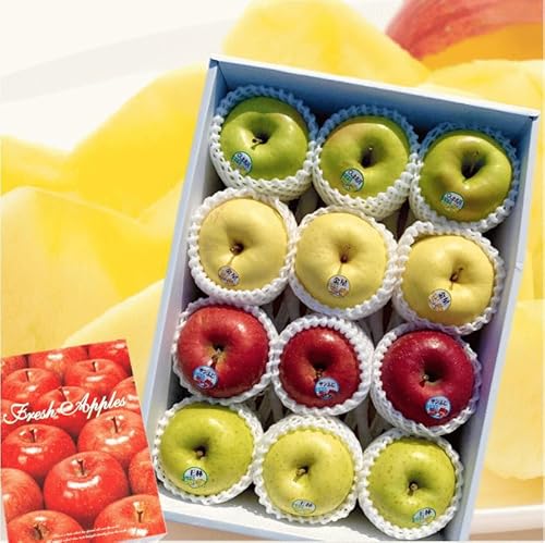 りんご 青森県りんごスペシャル3kg詰合せ、ぐんま名月・金星・サンふじ・王林各3玉 計12玉