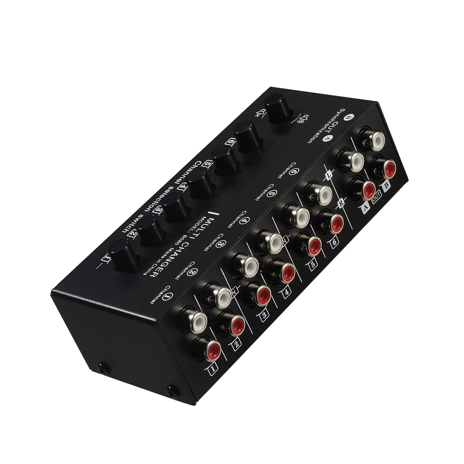 Bediffer Commutatore di Segnale Audio 6 in 2 Out con Prestazioni Affidabili e Commutazione Semplice per Home Theater e Configurazione Musicale Metallo Nero 5,4 X 2,4 X 1,6 Pollici