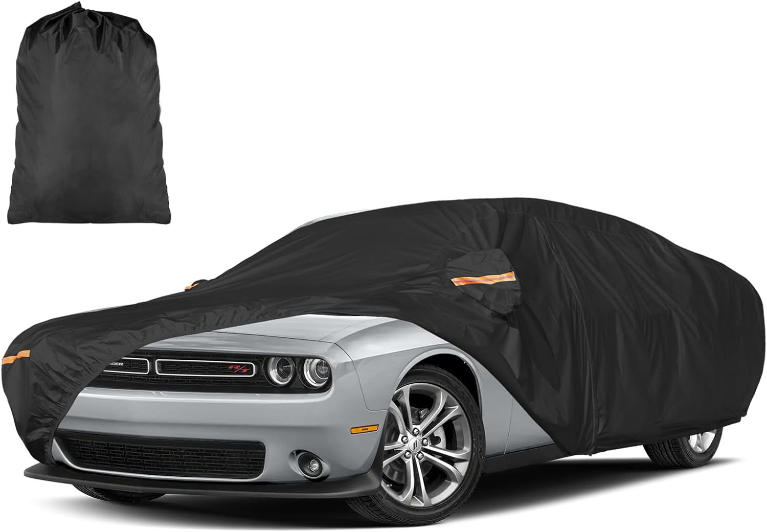Car Cover for Dodge Challenger 2007-2025 | Heavy Duty Outdoor Full Exterior Cover | Sun, Rain, UV, Dust, and Snow Protection with Door Zipper (Black) Compatible with 2007-2025 Dodge Challenger