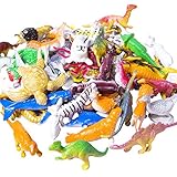 Trooer 60 Pack Ocean Sea & Jungle Animals Figurines, Mini Plastic Animal Toys Creatures Set, Kids Educational Shower Bath Animal Toys Cupcake Toppers Party Favors with Turtle Octopus Shark Dinosaur